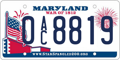 MD license plate 0AC8819