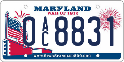 MD license plate 0AC8831