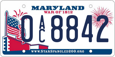 MD license plate 0AC8842