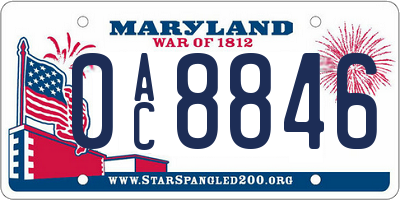 MD license plate 0AC8846