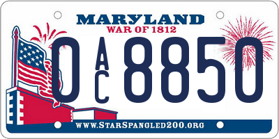MD license plate 0AC8850
