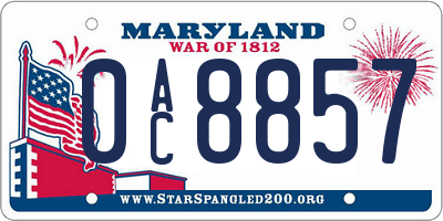 MD license plate 0AC8857