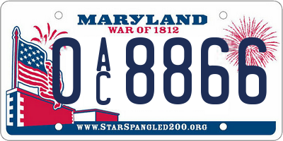 MD license plate 0AC8866