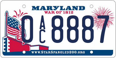 MD license plate 0AC8887