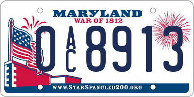 MD license plate 0AC8913