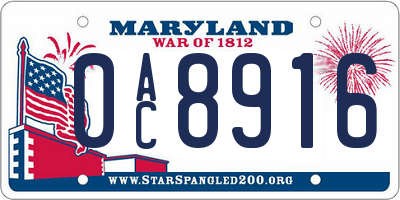 MD license plate 0AC8916