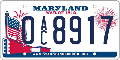 MD license plate 0AC8917