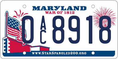 MD license plate 0AC8918