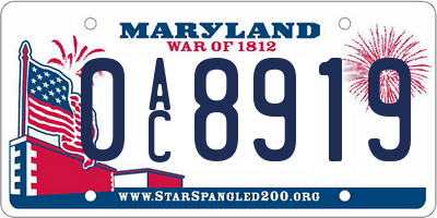 MD license plate 0AC8919