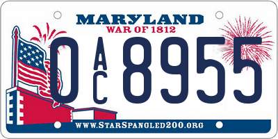 MD license plate 0AC8955