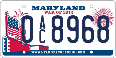 MD license plate 0AC8968