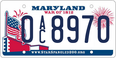 MD license plate 0AC8970