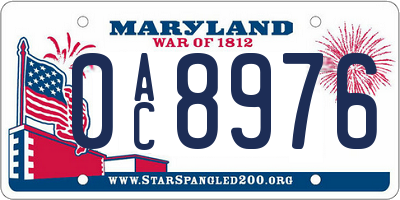 MD license plate 0AC8976