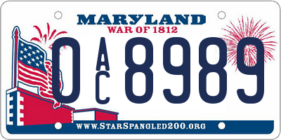 MD license plate 0AC8989