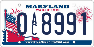 MD license plate 0AC8991