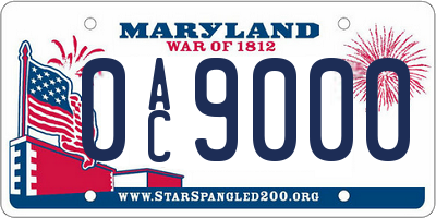 MD license plate 0AC9000
