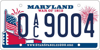 MD license plate 0AC9004