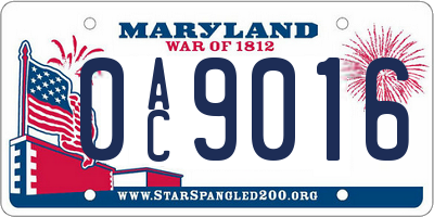 MD license plate 0AC9016
