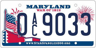 MD license plate 0AC9033