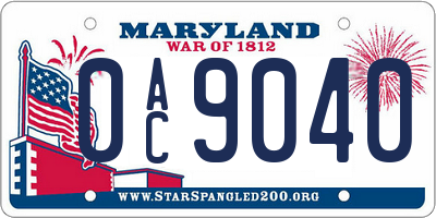 MD license plate 0AC9040
