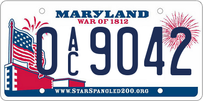 MD license plate 0AC9042