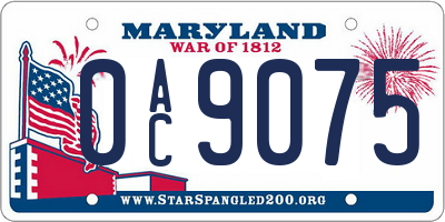 MD license plate 0AC9075