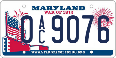 MD license plate 0AC9076