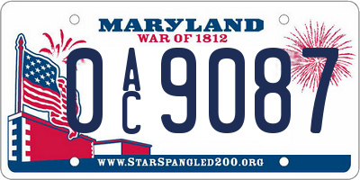 MD license plate 0AC9087