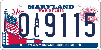 MD license plate 0AC9115
