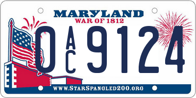 MD license plate 0AC9124