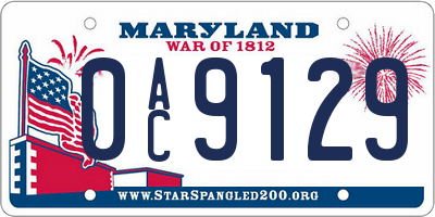 MD license plate 0AC9129