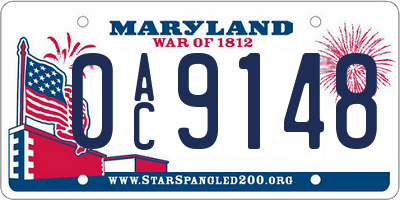 MD license plate 0AC9148