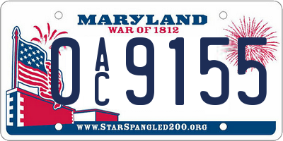 MD license plate 0AC9155