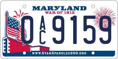 MD license plate 0AC9159
