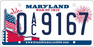 MD license plate 0AC9167