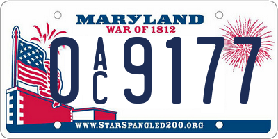 MD license plate 0AC9177