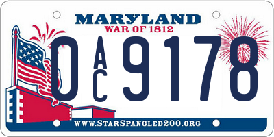 MD license plate 0AC9178