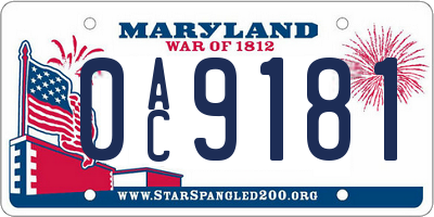 MD license plate 0AC9181