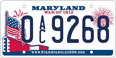 MD license plate 0AC9268