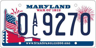 MD license plate 0AC9270