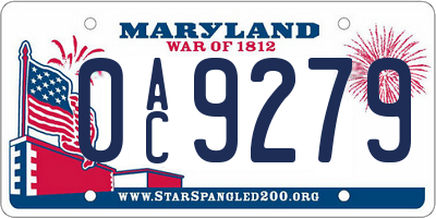 MD license plate 0AC9279