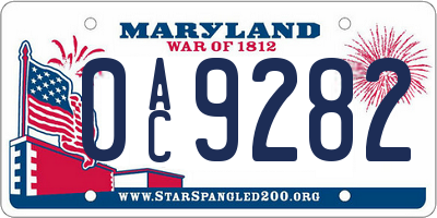 MD license plate 0AC9282