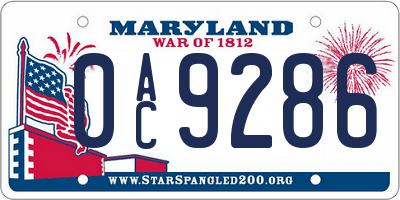 MD license plate 0AC9286