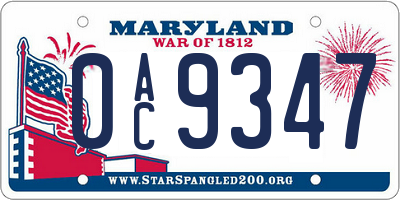 MD license plate 0AC9347