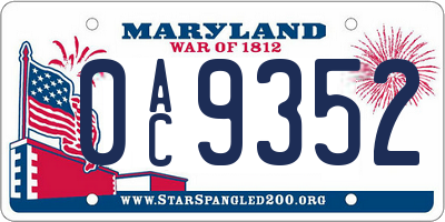 MD license plate 0AC9352