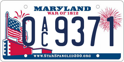 MD license plate 0AC9371