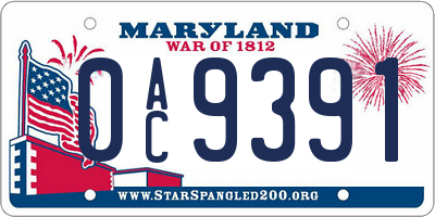 MD license plate 0AC9391
