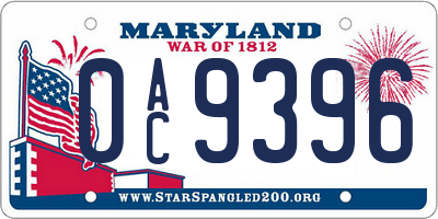 MD license plate 0AC9396