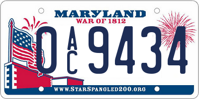 MD license plate 0AC9434
