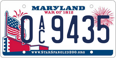 MD license plate 0AC9435